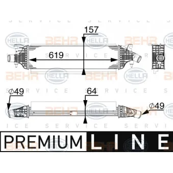 Intercooler, échangeur HELLA 8ML 376 747-291