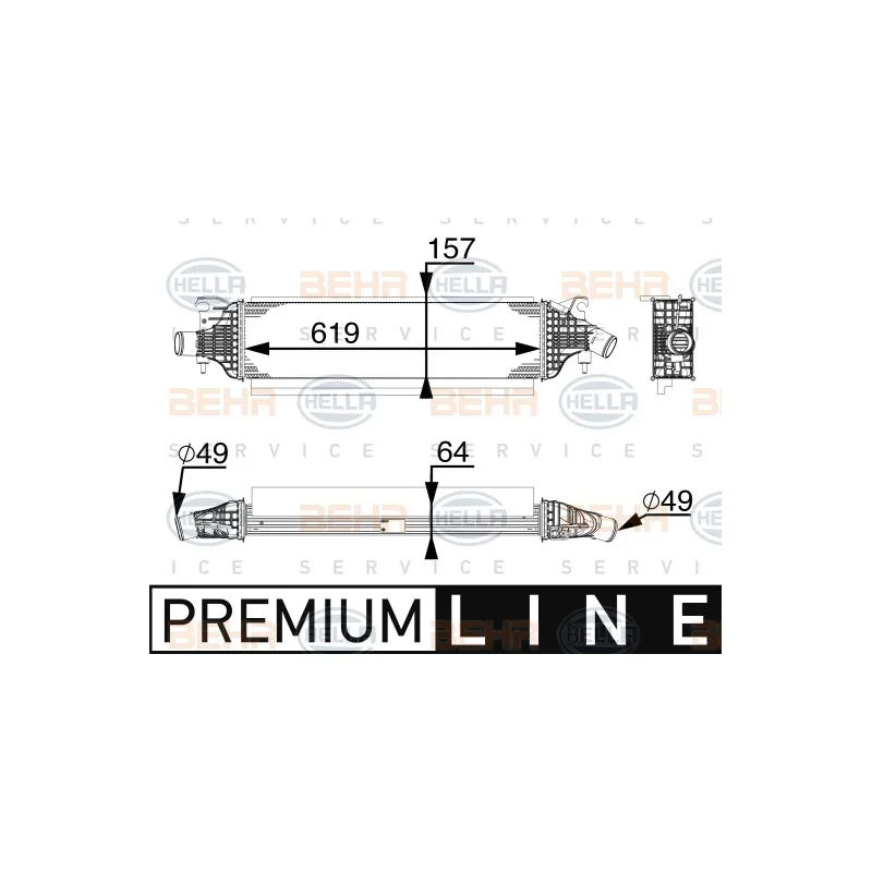 Intercooler, échangeur HELLA 8ML 376 747-291