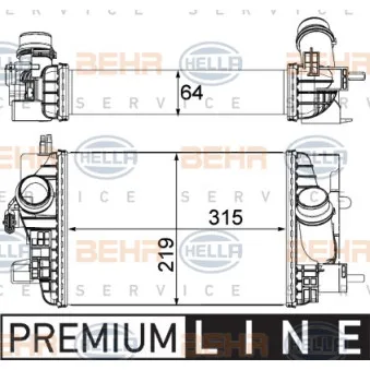 Intercooler, échangeur HELLA 8ML 376 751-131