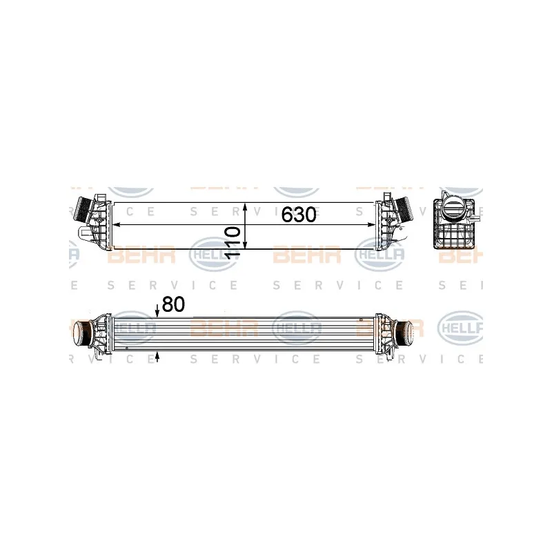 Intercooler, échangeur HELLA 8ML 376 756-281