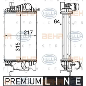 Intercooler, échangeur HELLA 8ML 376 756-421