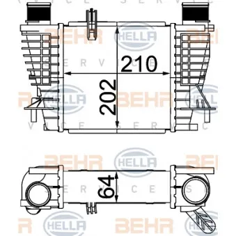 Intercooler, échangeur HELLA 8ML 376 756-624