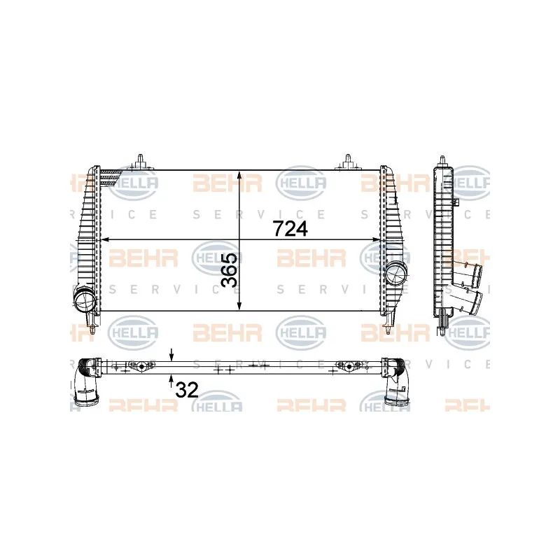 Intercooler, échangeur HELLA 8ML 376 756-751