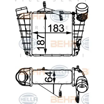 Intercooler, échangeur HELLA 8ML 376 760-584