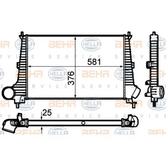 Intercooler, échangeur HELLA 8ML 376 760-601