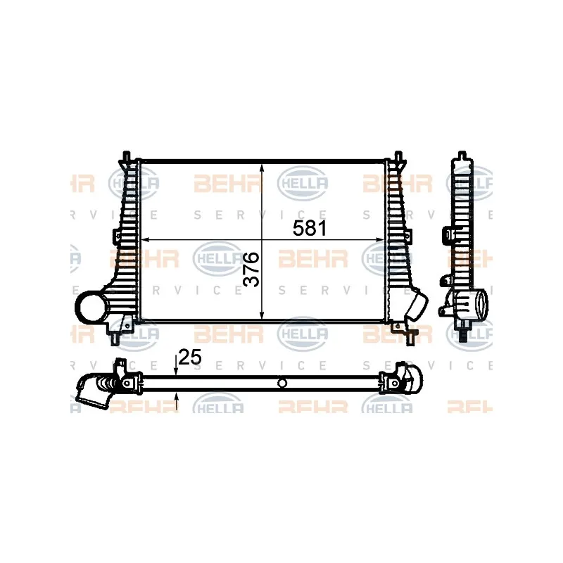 Intercooler, échangeur HELLA 8ML 376 760-601