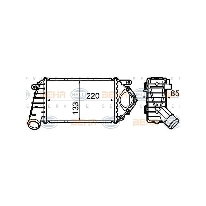 Intercooler, échangeur HELLA 8ML 376 760-631