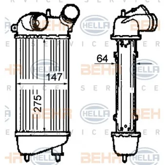 Intercooler, échangeur HELLA 8ML 376 760-711
