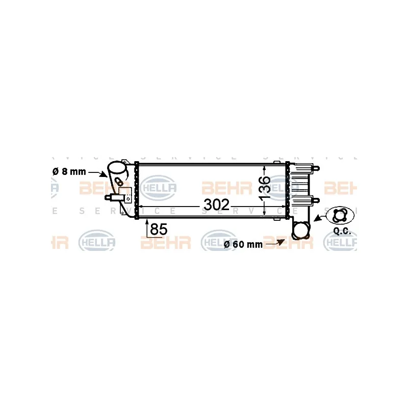 Intercooler, échangeur HELLA 8ML 376 776-231