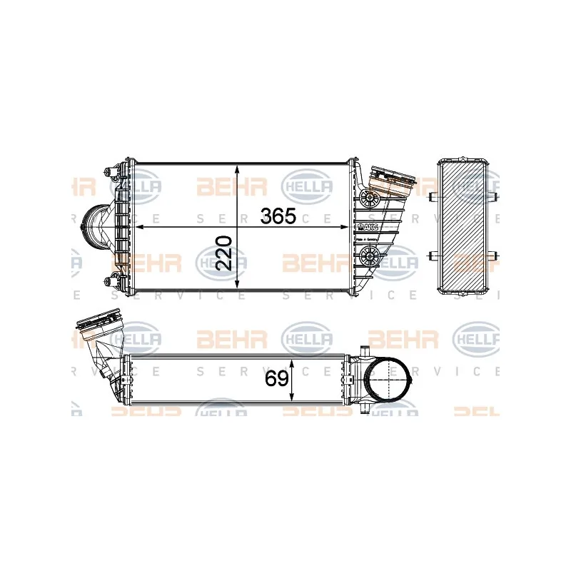 Intercooler, échangeur HELLA 8ML 376 783-571