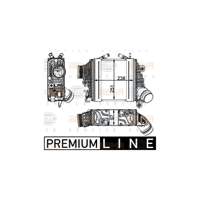 Intercooler, échangeur HELLA 8ML 376 795-111