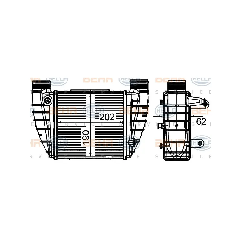 Intercooler, échangeur HELLA 8ML 376 899-051