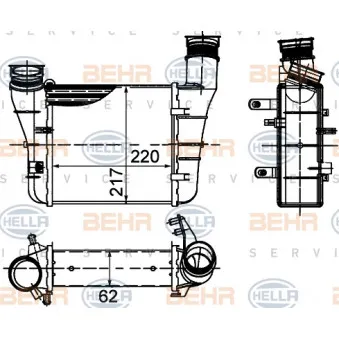 Intercooler, échangeur HELLA 8ML 376 899-121