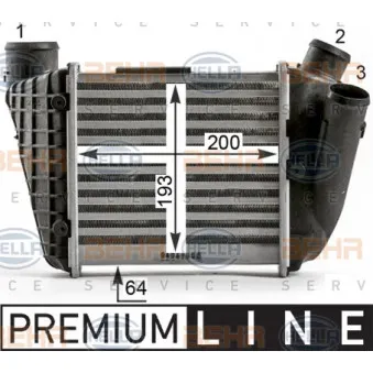 Intercooler, échangeur HELLA 8ML 376 900-351