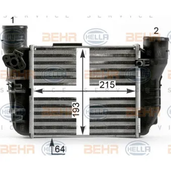 Intercooler, échangeur HELLA 8ML 376 900-371