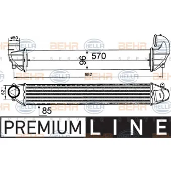 Intercooler, échangeur HELLA 8ML 376 911-411