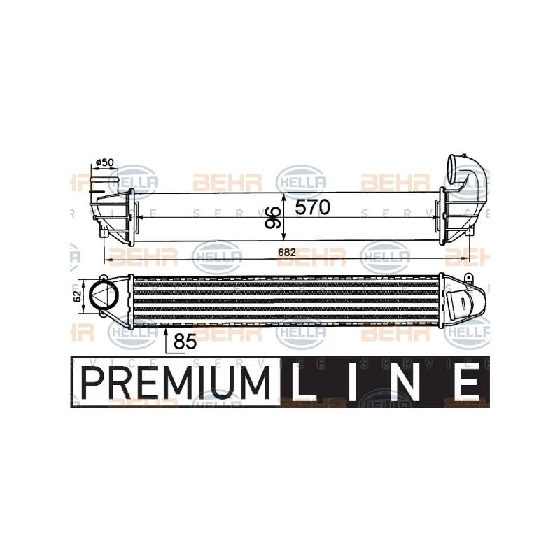 Intercooler, échangeur HELLA 8ML 376 911-411