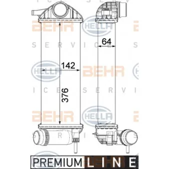 Intercooler, échangeur HELLA 8ML 376 912-111