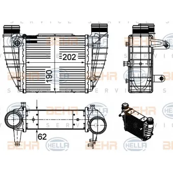 Intercooler, échangeur HELLA 8ML 376 988-044