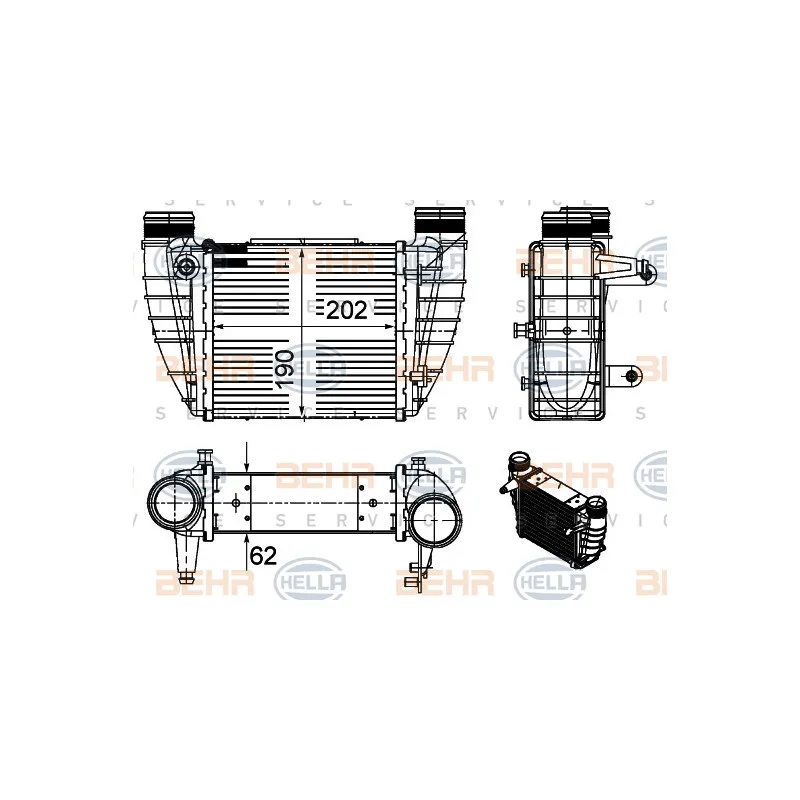 Intercooler, échangeur HELLA 8ML 376 988-044