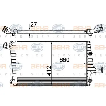 Intercooler, échangeur HELLA 8ML 376 988-054