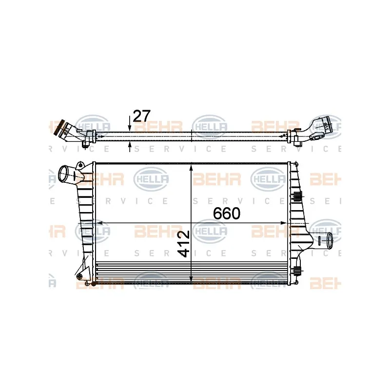 Intercooler, échangeur HELLA 8ML 376 988-054