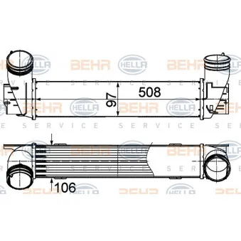 Intercooler, échangeur HELLA 8ML 376 988-074