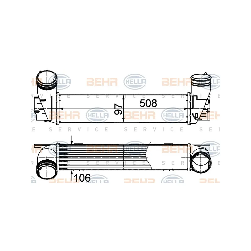 Intercooler, échangeur HELLA 8ML 376 988-074