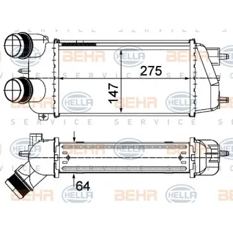 Intercooler, échangeur HELLA 8ML 376 988-124