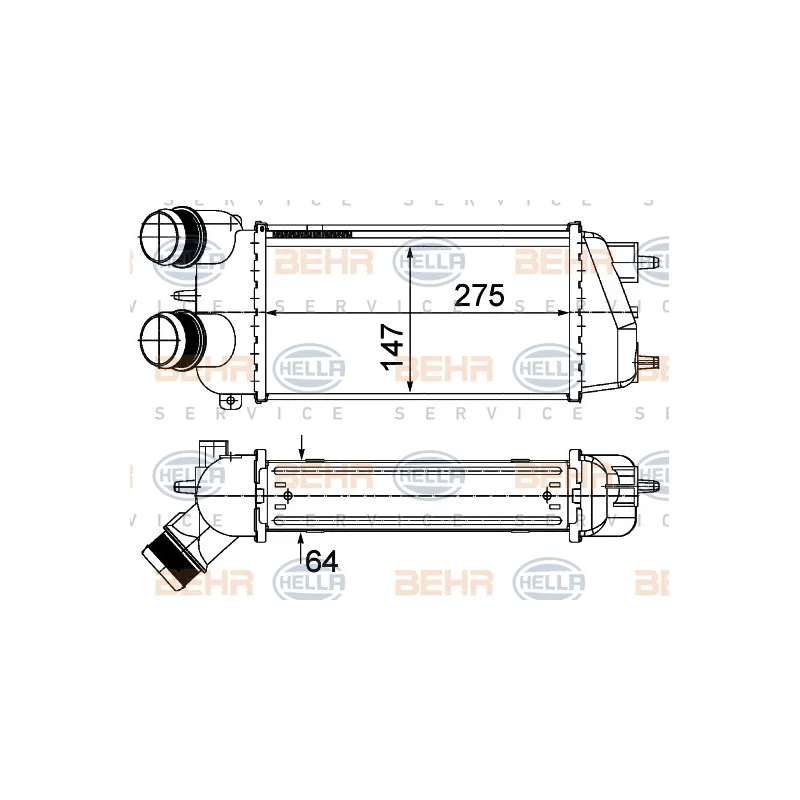 Intercooler, échangeur HELLA 8ML 376 988-124