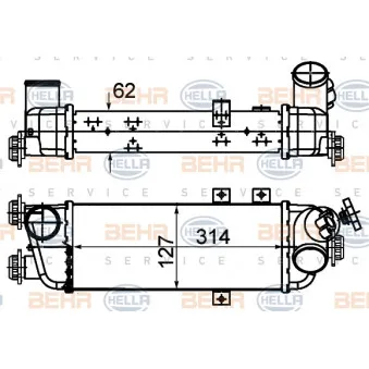 Intercooler, échangeur HELLA 8ML 376 988-214