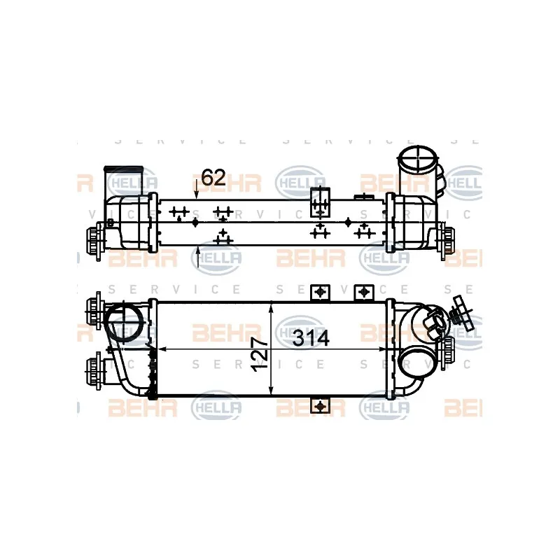 Intercooler, échangeur HELLA 8ML 376 988-214