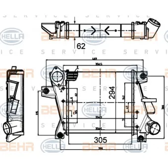 Intercooler, échangeur HELLA 8ML 376 988-334