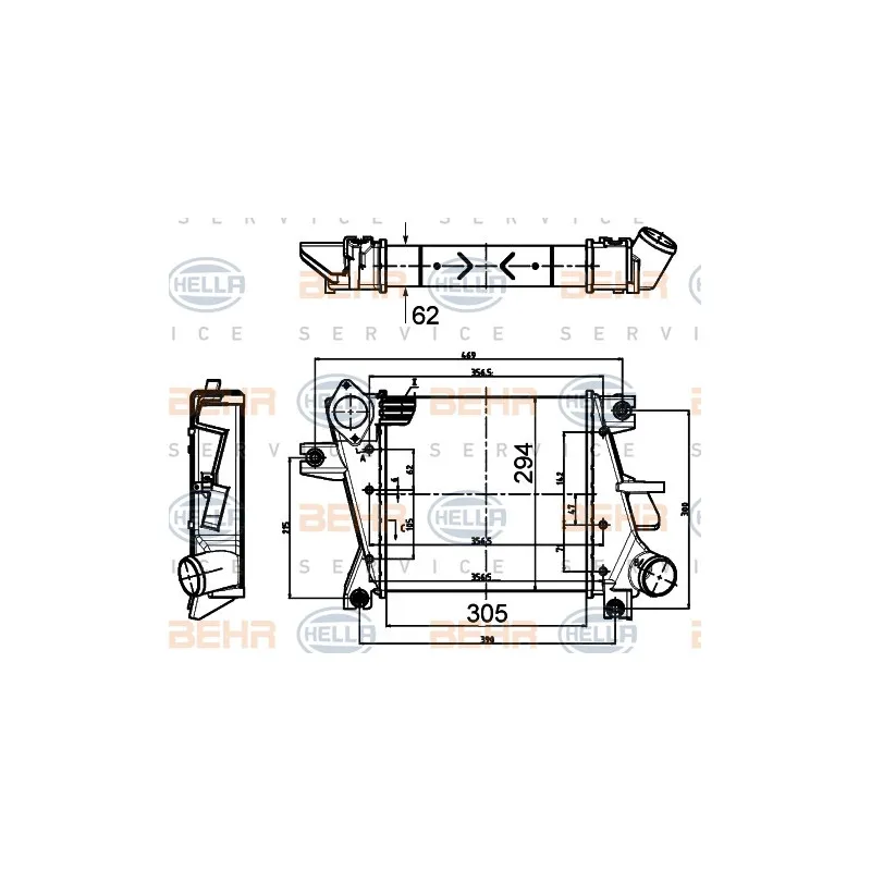 Intercooler, échangeur HELLA 8ML 376 988-334
