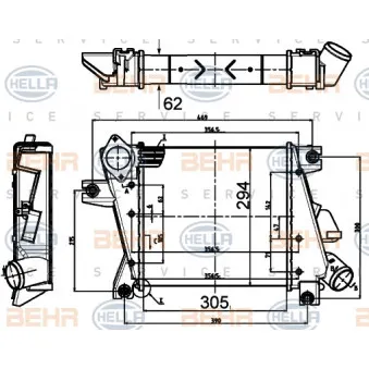 Intercooler, échangeur HELLA 8ML 376 988-344