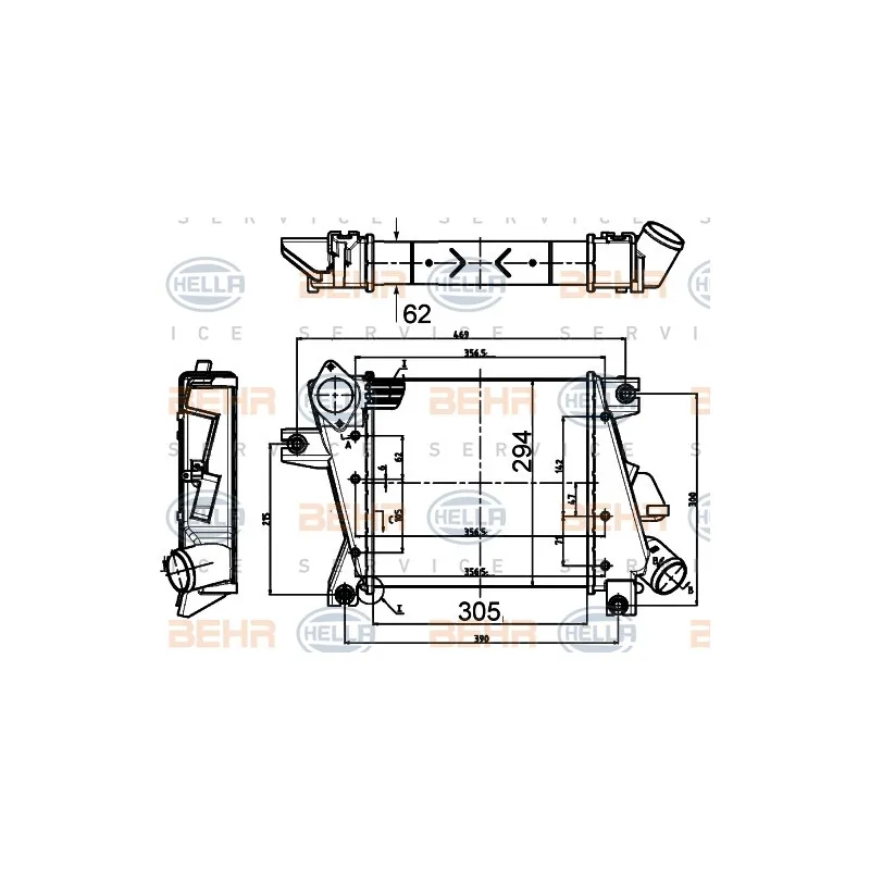 Intercooler, échangeur HELLA 8ML 376 988-344