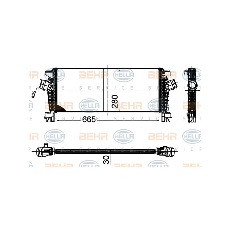 Intercooler, échangeur HELLA 8ML 376 988-354