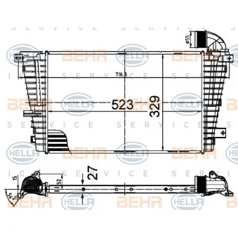 Intercooler, échangeur HELLA 8ML 376 988-394