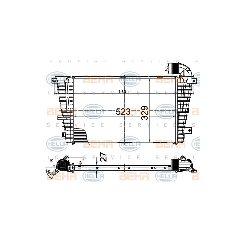 Intercooler, échangeur HELLA 8ML 376 988-394