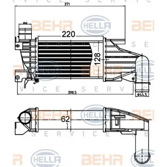 Intercooler, échangeur HELLA 8ML 376 988-404