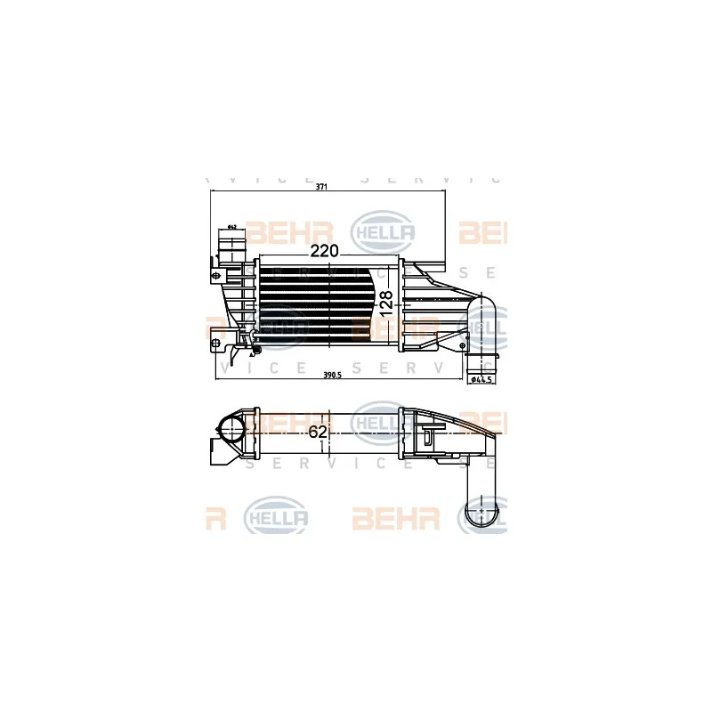 Intercooler, échangeur HELLA 8ML 376 988-404