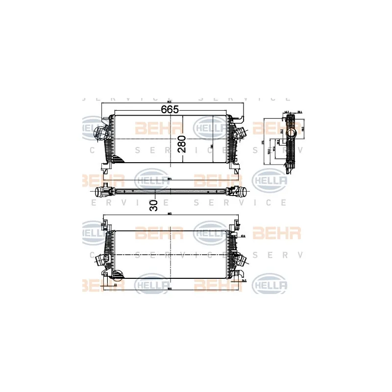 Intercooler, échangeur HELLA 8ML 376 988-414