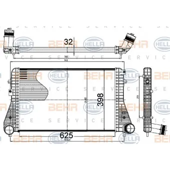 Intercooler, échangeur HELLA 8ML 376 988-504