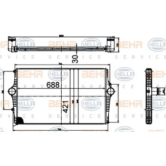 Intercooler, échangeur HELLA 8ML 376 988-514