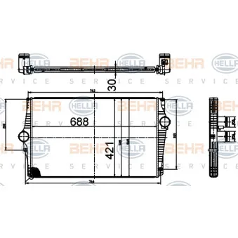 Intercooler, échangeur HELLA 8ML 376 988-534
