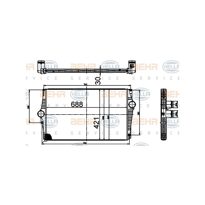 Intercooler, échangeur HELLA 8ML 376 988-534