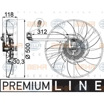 Ventilateur, refroidissement du moteur HELLA 8MV 376 757-311