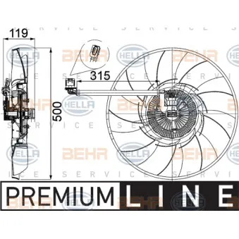 Ventilateur, refroidissement du moteur HELLA 8MV 376 757-521