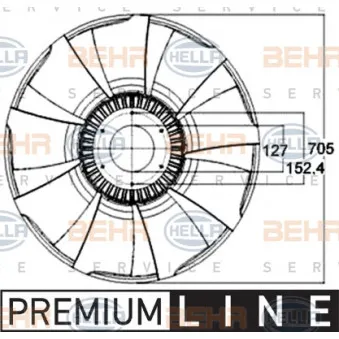 Roue du souffleur, refroidissementdu moteur HELLA 8MV 376 758-561
