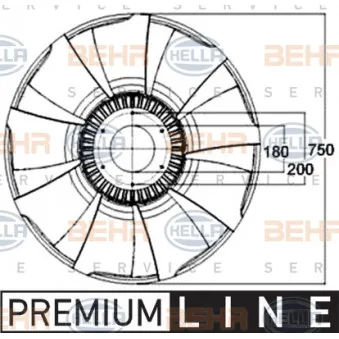 Roue du souffleur, refroidissementdu moteur HELLA 8MV 376 758-571
